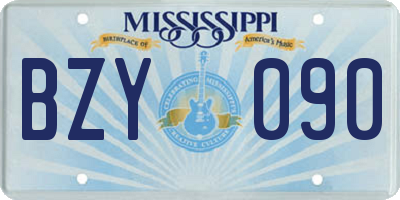 MS license plate BZY090