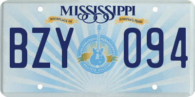 MS license plate BZY094