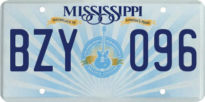 MS license plate BZY096