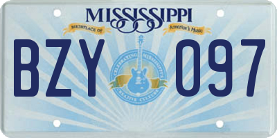 MS license plate BZY097