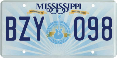 MS license plate BZY098