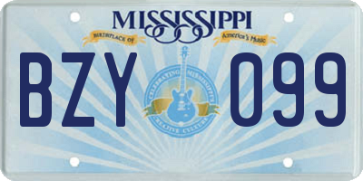 MS license plate BZY099