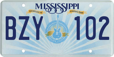 MS license plate BZY102