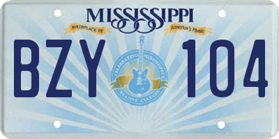 MS license plate BZY104