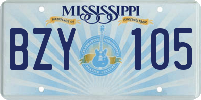 MS license plate BZY105