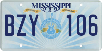MS license plate BZY106