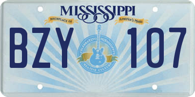 MS license plate BZY107