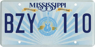 MS license plate BZY110
