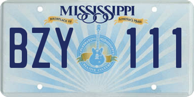 MS license plate BZY111