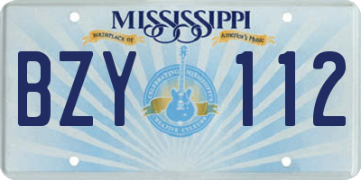 MS license plate BZY112