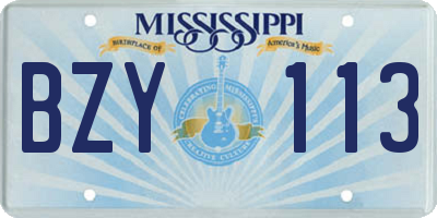 MS license plate BZY113