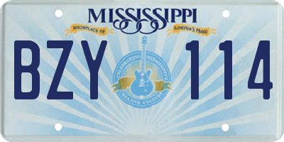 MS license plate BZY114