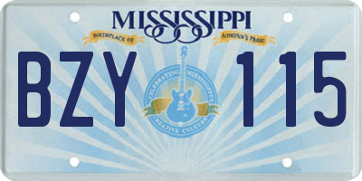 MS license plate BZY115