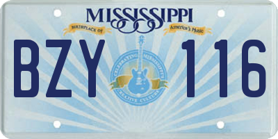 MS license plate BZY116