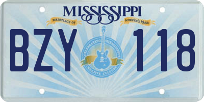 MS license plate BZY118