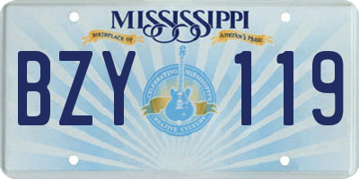 MS license plate BZY119