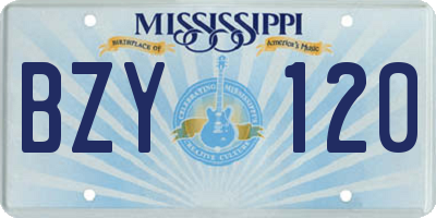 MS license plate BZY120