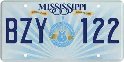 MS license plate BZY122