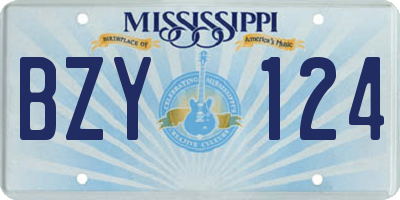 MS license plate BZY124