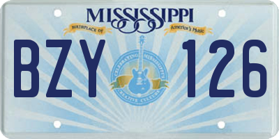 MS license plate BZY126