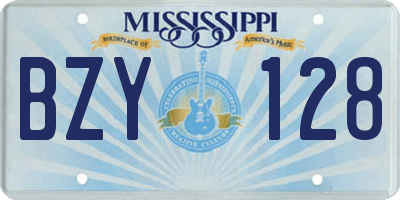 MS license plate BZY128