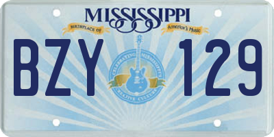 MS license plate BZY129