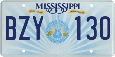 MS license plate BZY130