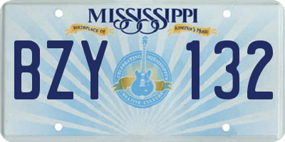 MS license plate BZY132