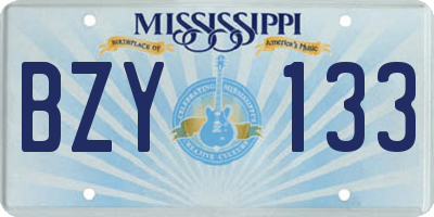 MS license plate BZY133