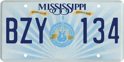 MS license plate BZY134