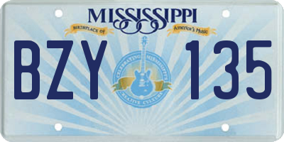 MS license plate BZY135