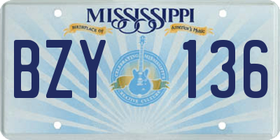 MS license plate BZY136