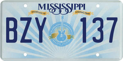 MS license plate BZY137