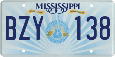 MS license plate BZY138