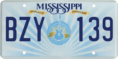 MS license plate BZY139