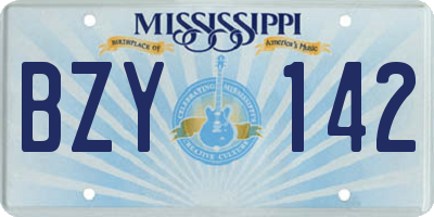 MS license plate BZY142