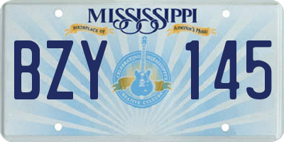 MS license plate BZY145