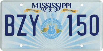 MS license plate BZY150