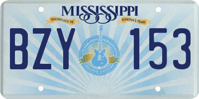 MS license plate BZY153