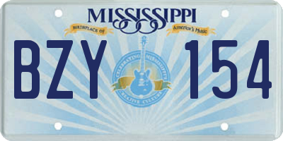 MS license plate BZY154
