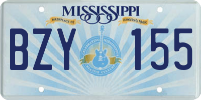 MS license plate BZY155
