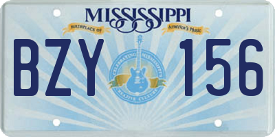 MS license plate BZY156