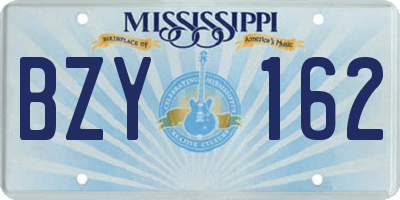 MS license plate BZY162