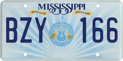MS license plate BZY166