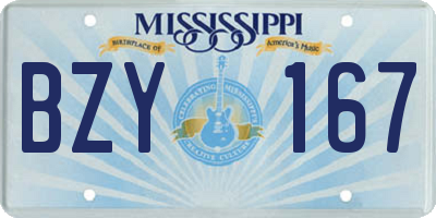 MS license plate BZY167