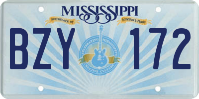 MS license plate BZY172