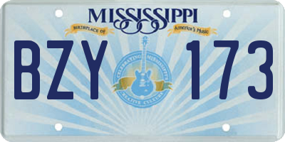 MS license plate BZY173