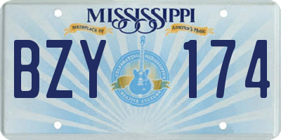 MS license plate BZY174