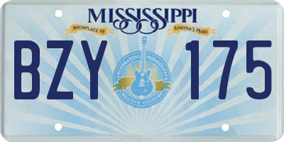MS license plate BZY175