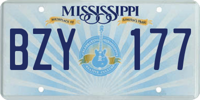 MS license plate BZY177
